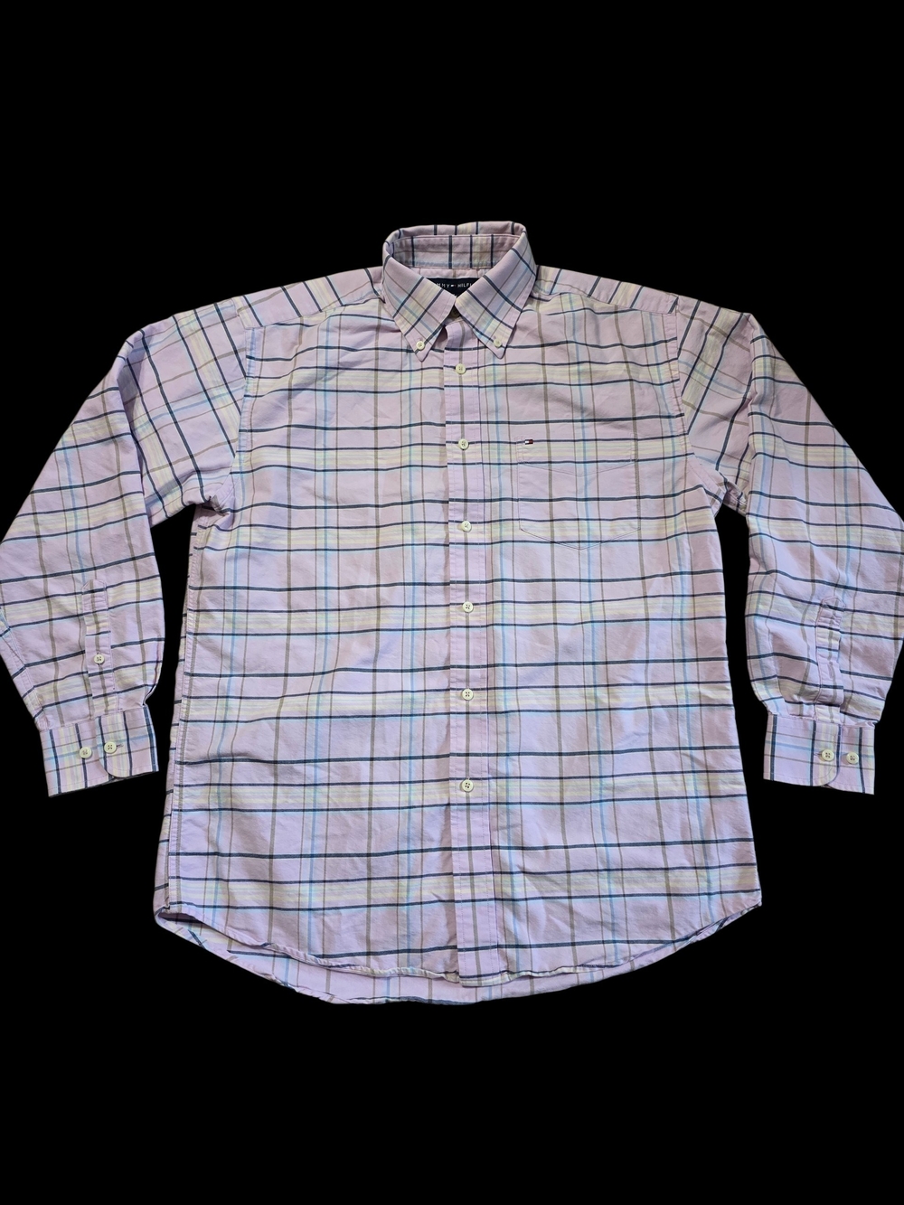 Tommy Hilfiger Light Pink Plaid Long-Sleeve Button-Down Shirt
